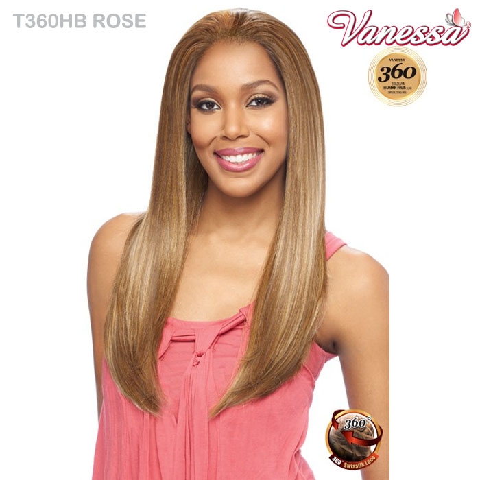 Vanessa Brazilian Human Hair Blend 360 Swissilk Lace Wig - T360HB ROSE